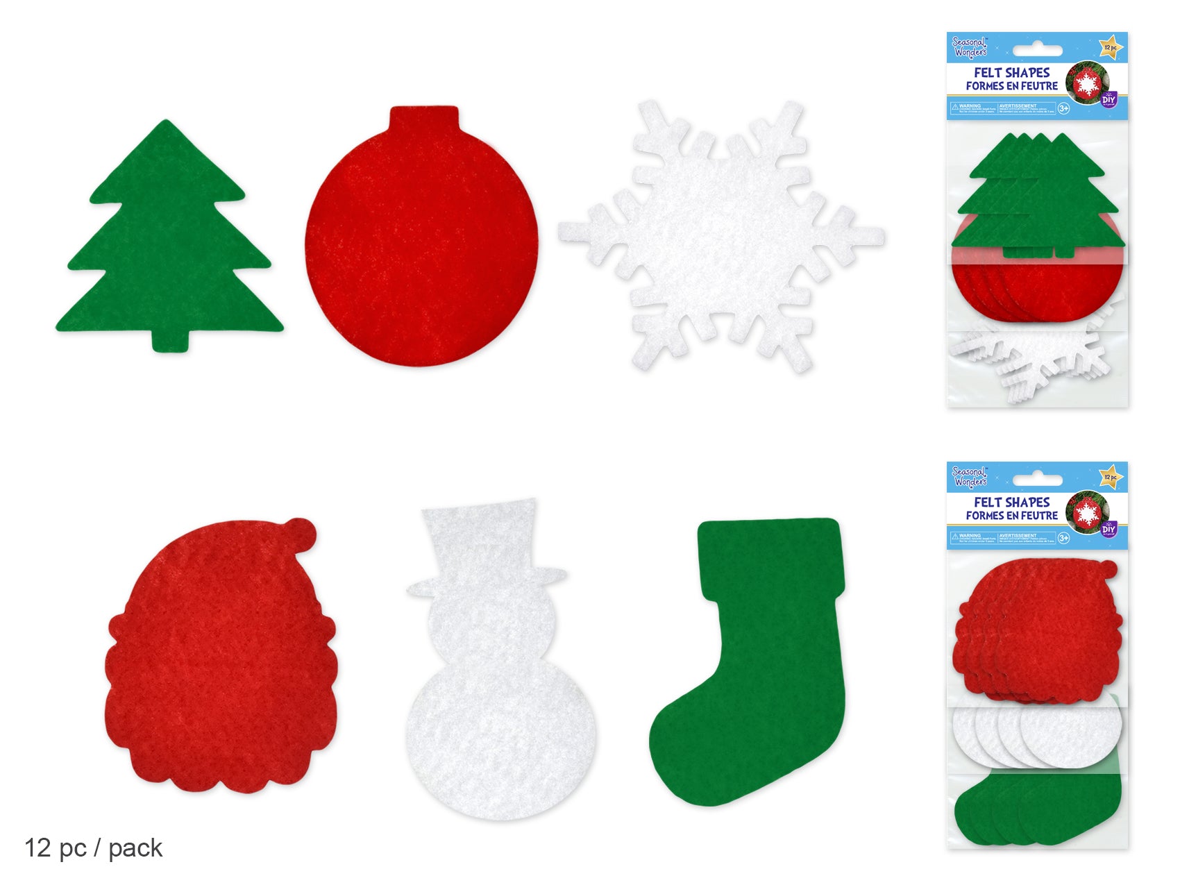 Seasonal Wonders: Felt Shapes x12 Asst 3 Styles/Colors Asst. styles A)