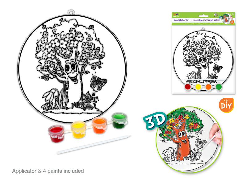 Krafty Kids Kit: 3D DIY 6.8" Suncatcher w/4 Paints&Applicator B) Tree