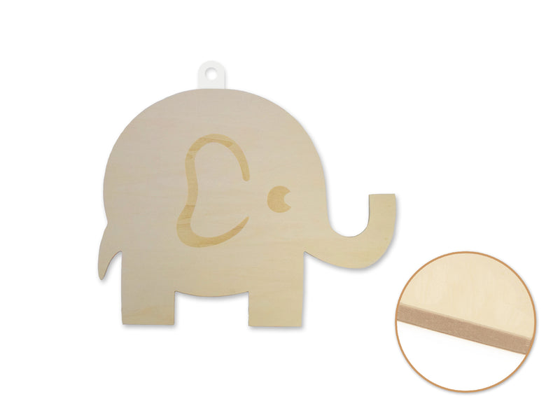 Wood Crafts Type_Decor: DIY Laser-Etched Paintable Wall Plaques D) Elephant