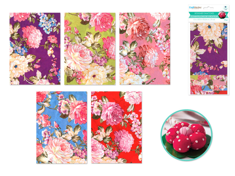 Fabric Craft: 6in x 8.25in Designer Swatches 10ct (Asst 2eax5stl) A5 A) Peony Floral