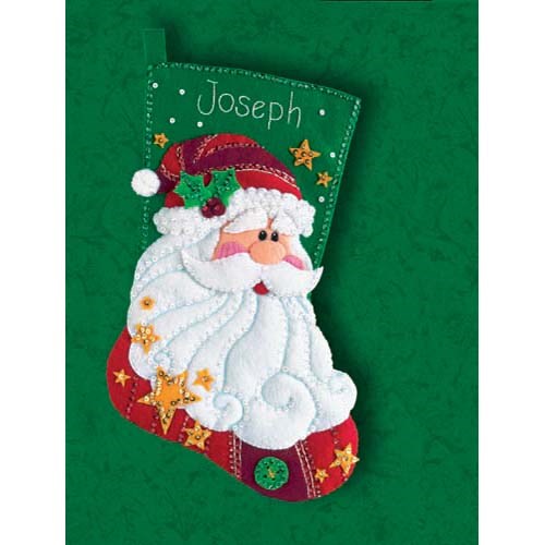 Dimensions Felt Stocking Applique Kit 18" - Sequined Santa Stocking