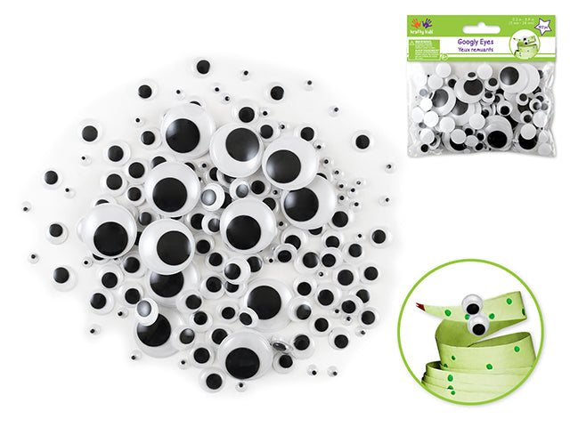 Paste-On Googly Eyes: Bulk 5mm-24mm Asst x182 Black Standard