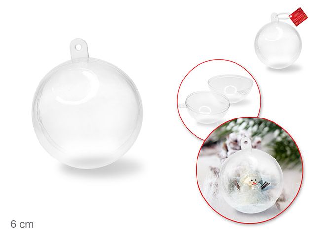 6cm DIY Clear Ornament Ball 'Snap-Tite' Plastic