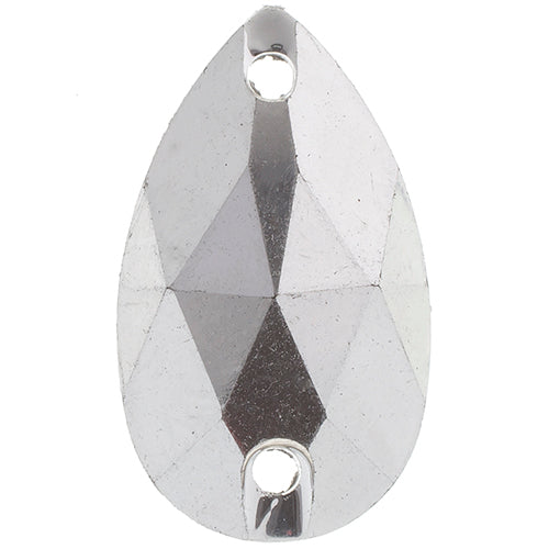Sew-On Metallic Stones 50pcs 10.5x18mm Drop Silver