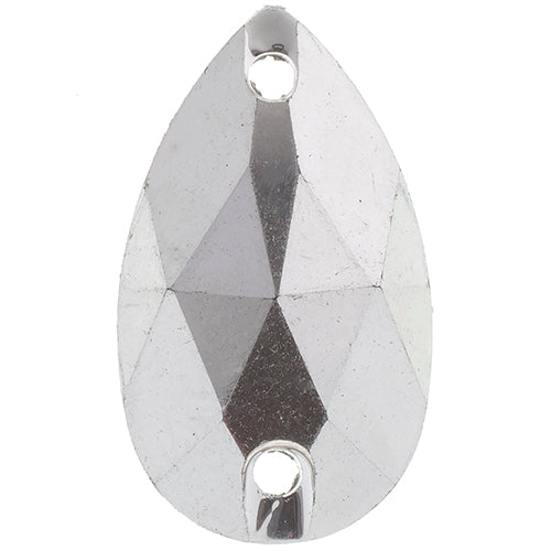 Sew-On Metallic Stones 50pcs 10.5x18mm Drop Silver