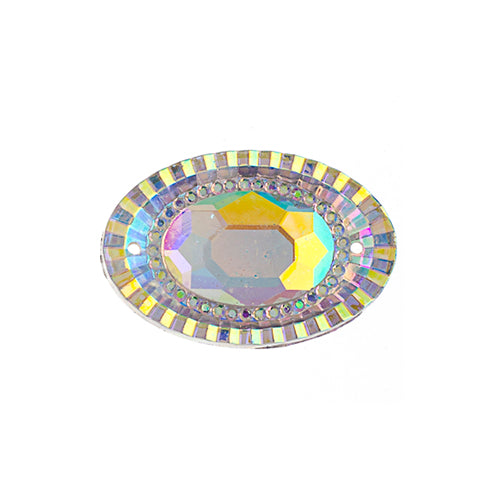 Resin Sew-On Piikki Stones 10pcs 18x25mm Oval Crystal