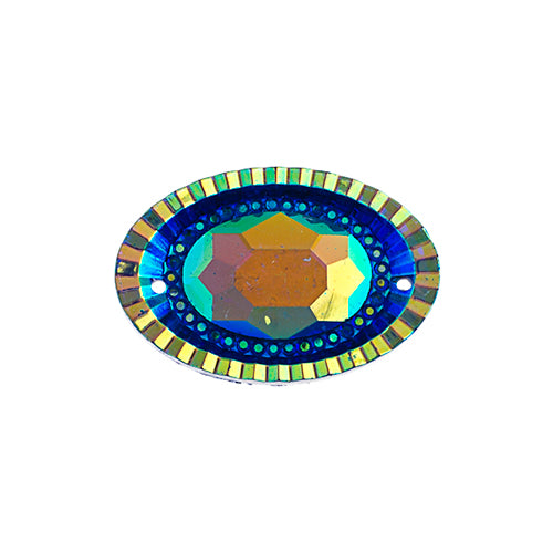Resin Sew-On Piikki Stones 10pcs 18x25mm Oval Royal Blue