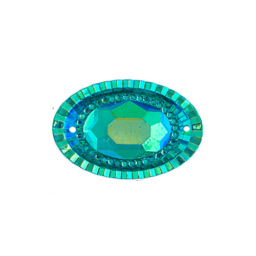 Resin Sew-On Piikki Stones 10pcs 18x25mm Oval Turquoise