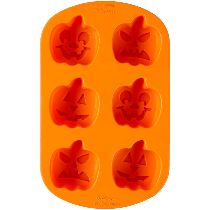 Jack-O-Lantern Pumpkin Silicone Mold, 6-Cavity Baking Mold