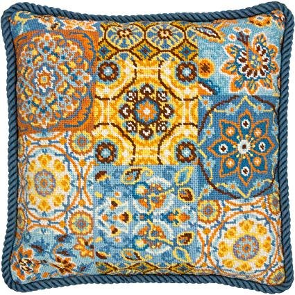 Patterns on Blue - Dimensions Needlepoint