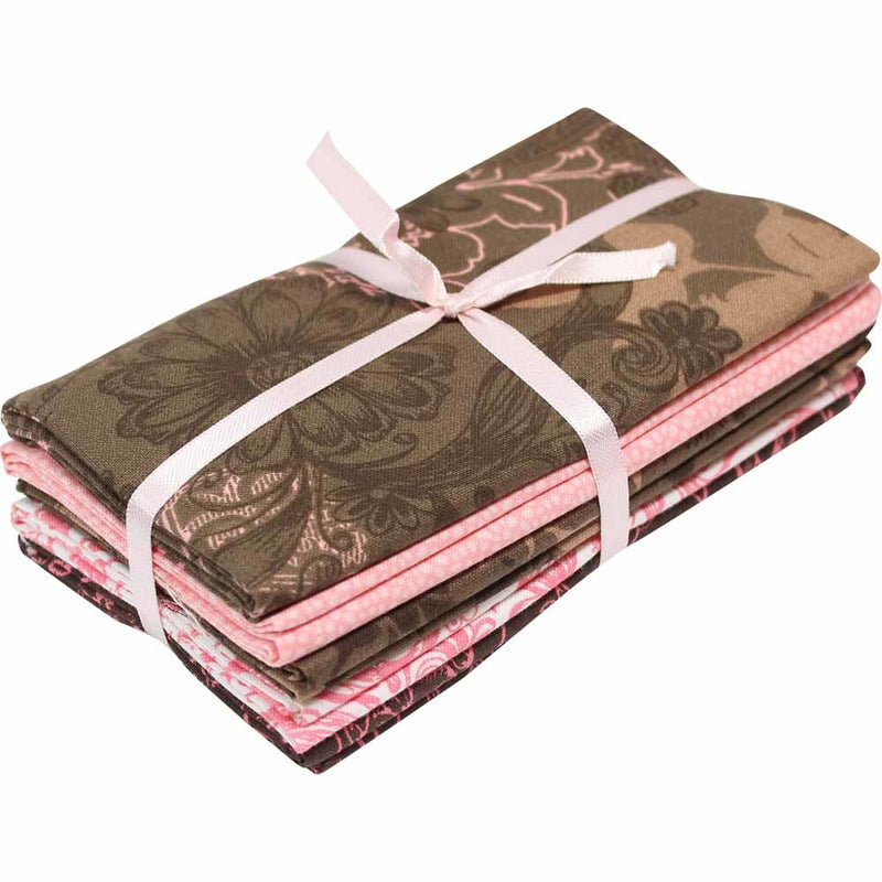 Fabric Bundle (5pcs) - Pink & Brown - 45 x 53cm (18'' x 21'')