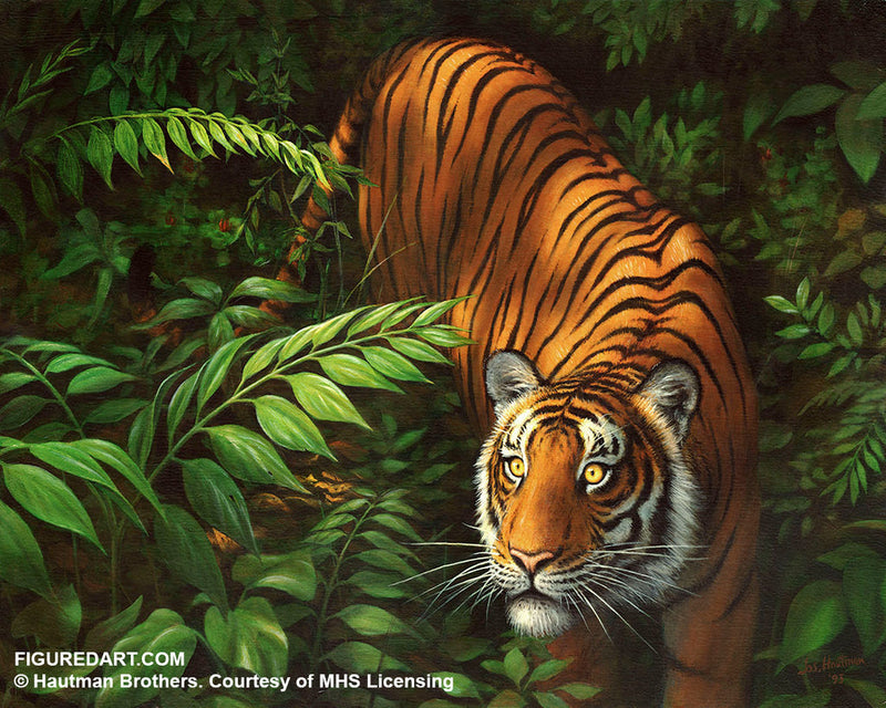 Figured'Art Painting by numbers - Tiger in Ferns Frame Kit