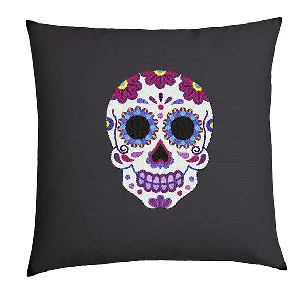 Duftin Punch By Number/Punch Needle Embroidery Sugar Skull Pillow, Grey, 40cm x 40cm