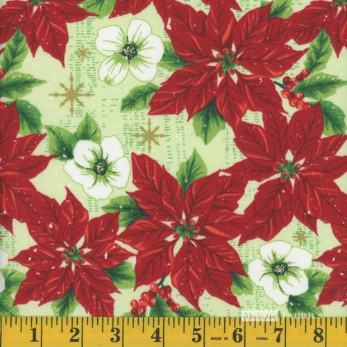100% Cotton 45" Tis The Season Green/Gold