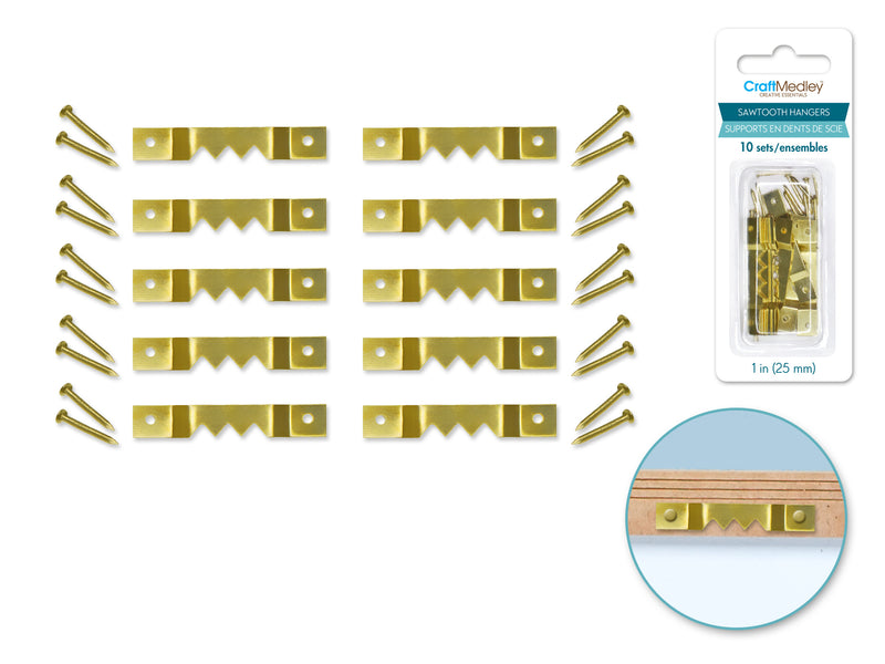 Craft Medley: Sawtooth Hangers 25mm 10 sets (10 Hangers+20 Screws