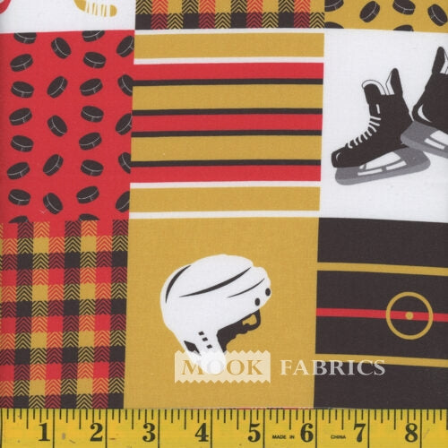 Sports Patchwork Hockey Yellow/Red/White 100% Cotton