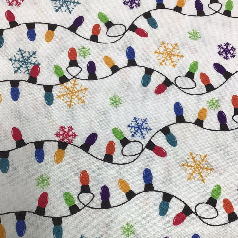 Christmas 100% Cotton 45” - Christmas Lights White