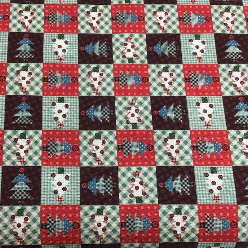 Christmas 100% Cotton 45” -  Patchwork Christmas Trees