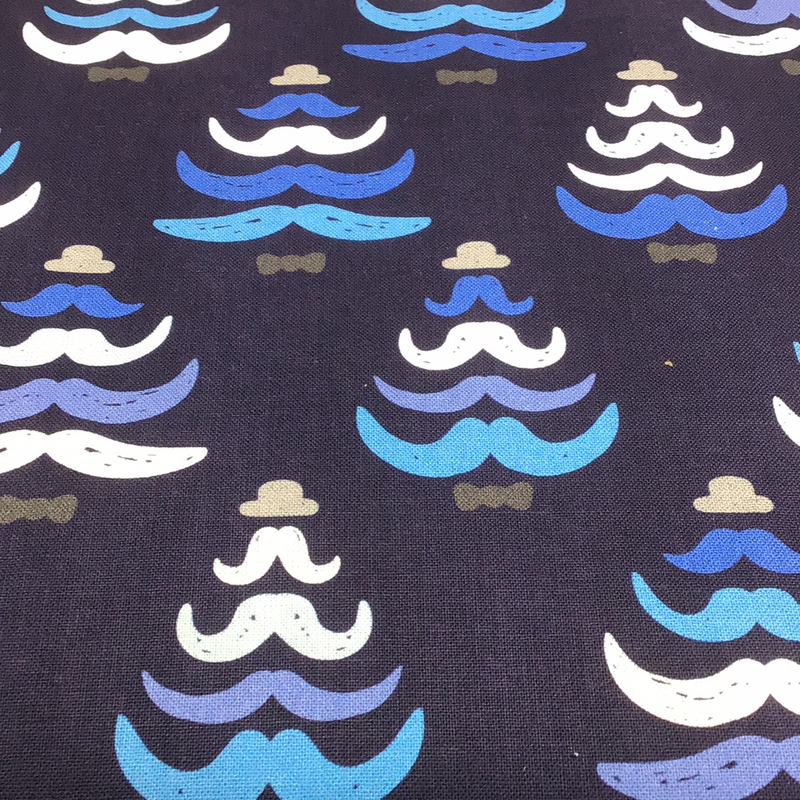 Christmas 100% Cotton 45” - Moustache Trees Blues
