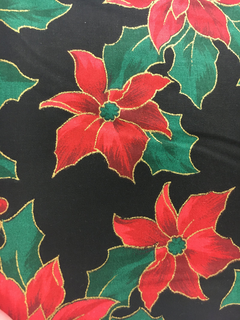 Christmas 100% Cotton 45" - Christmas Cheer Black/Metallic 72231