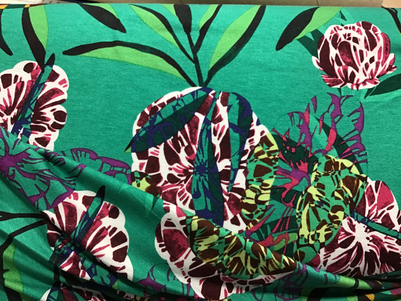 Dakota Knit Print  3963336 Price per inch 95% Rayonne/Rayon 5% Elasthanne/Spandex 190GSM Green Tropical