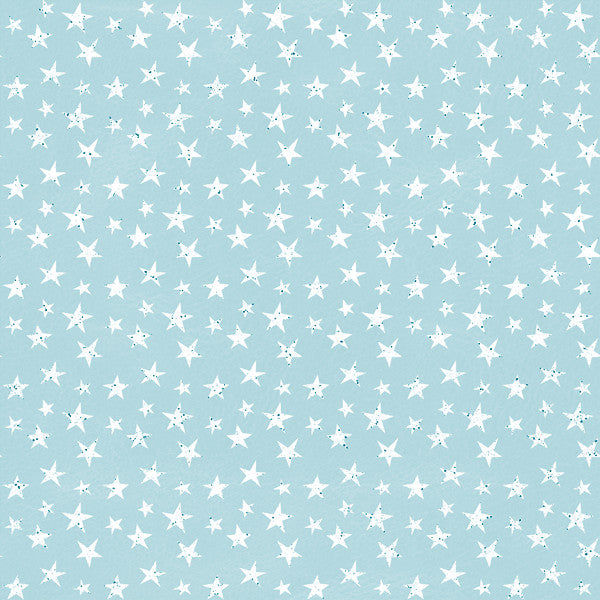 Cotton French Terry - Light Teal Stars