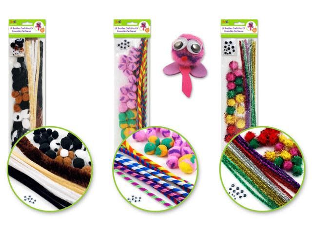 Krafty Kids Kit: DIY Lil' Buddies Chenille Stems/Poms/Eyes Asst 3styles