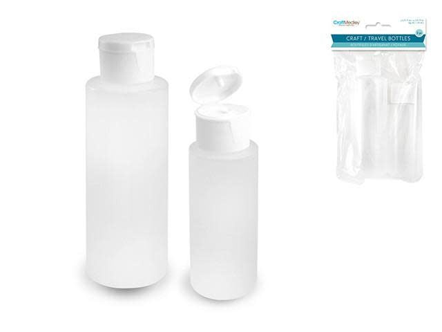 Plastic Bottles: 2oz + 4oz Semi-Transparent w/Flip-Top Lid 2/pk