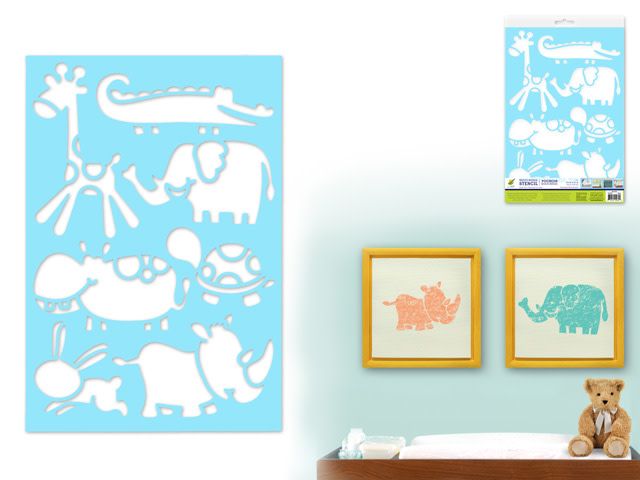 7.5''x11'' Multi-Media Stencil -Baby Animals
