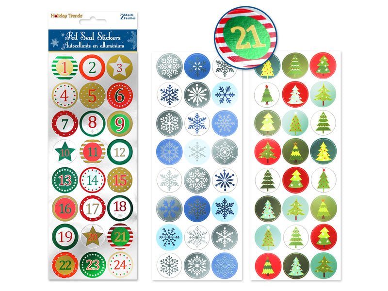 Holiday Stickers: 4"x10" Foil Event Seals Asst 16eax3styles -Holiday Icons
